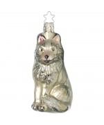 NEW - Inge Glas Glass Ornament - Silver Wolf